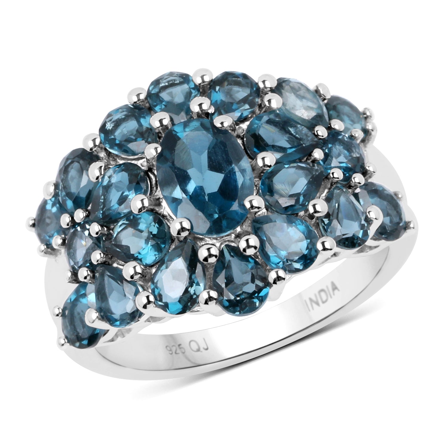 London Blue Topaz Sterling Silver Ring (4.24 ct) - gallery