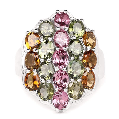 Multi Tourmaline Sterling Silver Ring