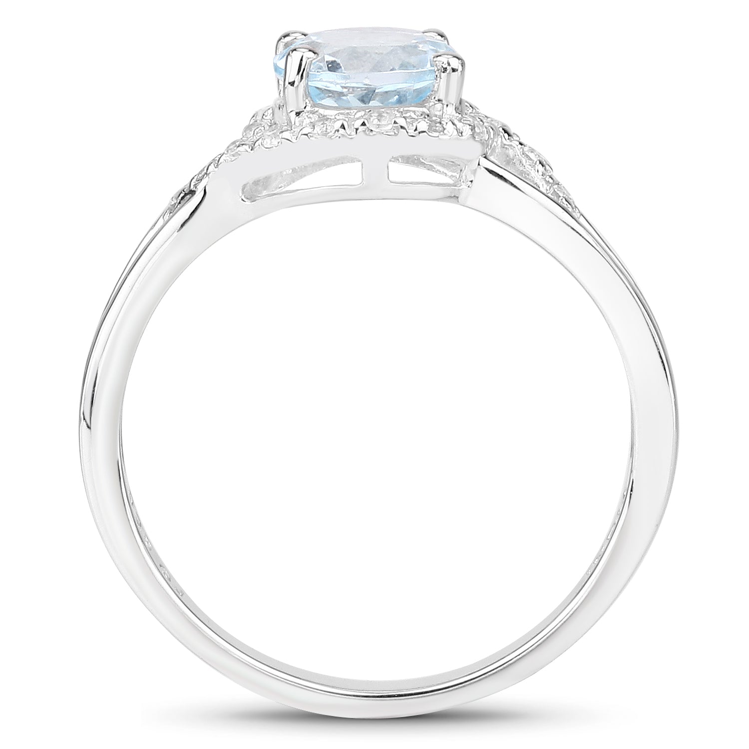 Blue Topaz & Topaz Sterling Silver Ring (1.66 ct) Style C - view1