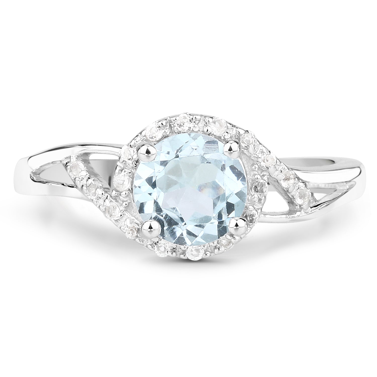 Blue Topaz & Topaz Sterling Silver Ring (1.66 ct) Style C - view2