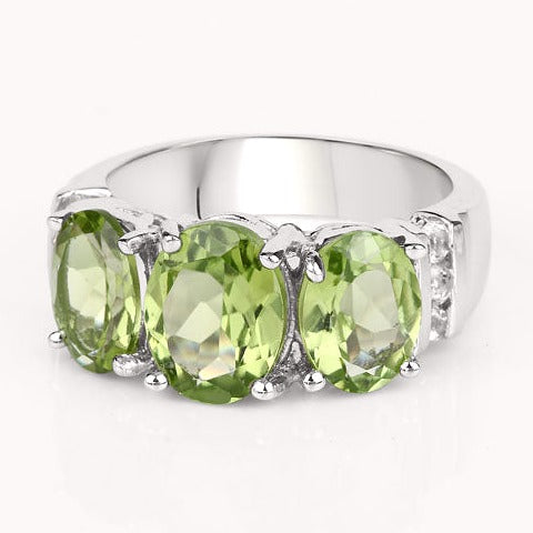 Peridot and White Topaz Sterling Silver Ring Style C