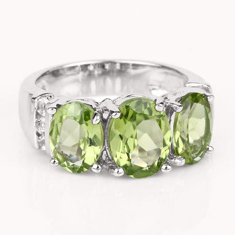Peridot and White Topaz Sterling Silver Ring Style C