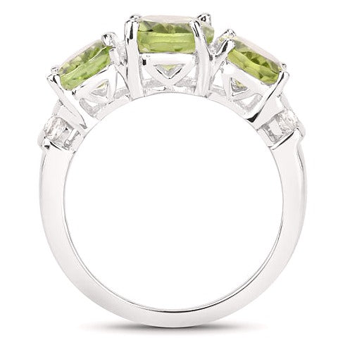 Peridot and White Topaz Sterling Silver Ring Style C
