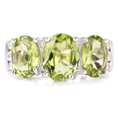 Peridot and White Topaz Sterling Silver Ring Style C