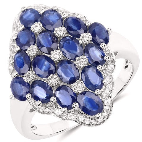 Blue Sapphire & Zircon Sterling Silver Sterling