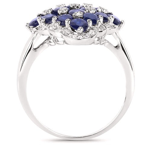 Blue Sapphire & Zircon Sterling Silver Sterling