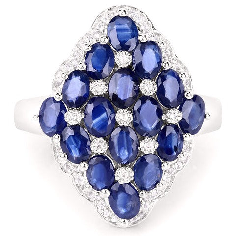 Blue Sapphire & Zircon Sterling Silver Sterling