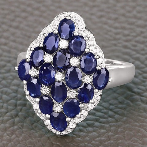 Blue Sapphire & Zircon Sterling Silver Sterling