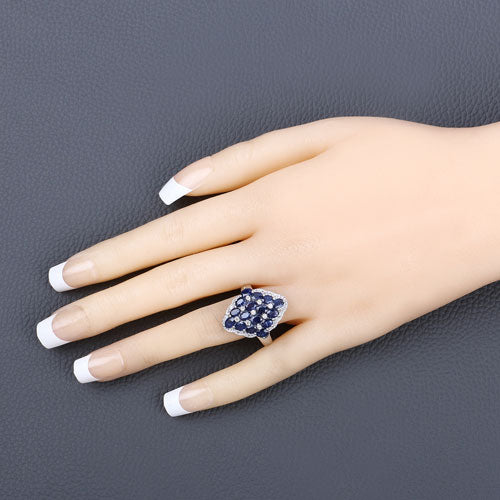 Blue Sapphire & Zircon Sterling Silver Sterling