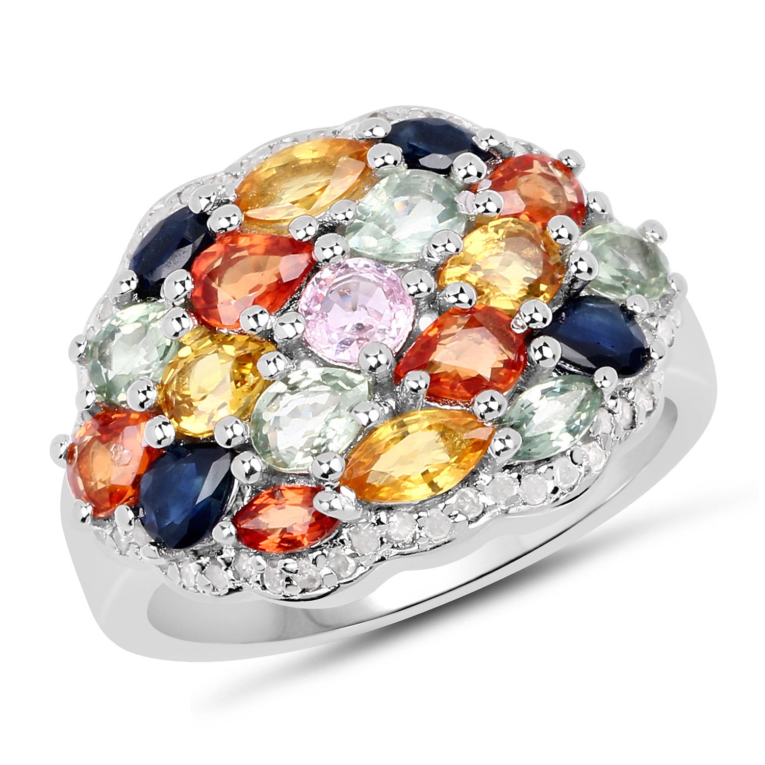 Multi Sapphire Sterling Silver Ring (2.85 ct) - gallery