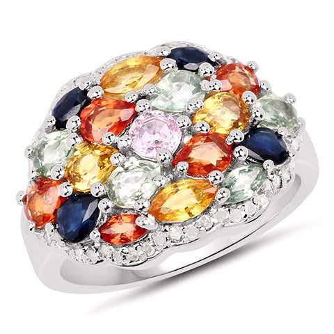 Multi Sapphire Sterling Silver Ring (2.85 ct)