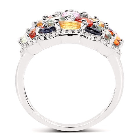 Multi Sapphire Sterling Silver Ring (2.85 ct)