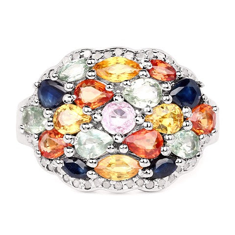 Multi Sapphire Sterling Silver Ring (2.85 ct)