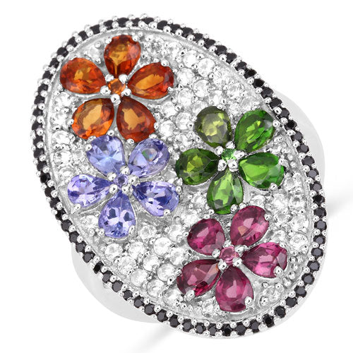 Multi-Stone Sterling Silver Ring (5.01 ct)