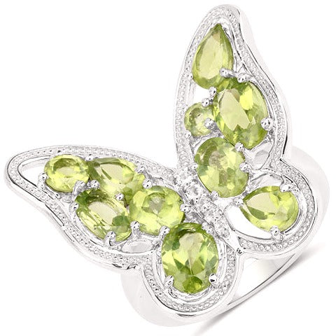 Peridot & Topaz Sterling Silver Ring (4.61 ct)