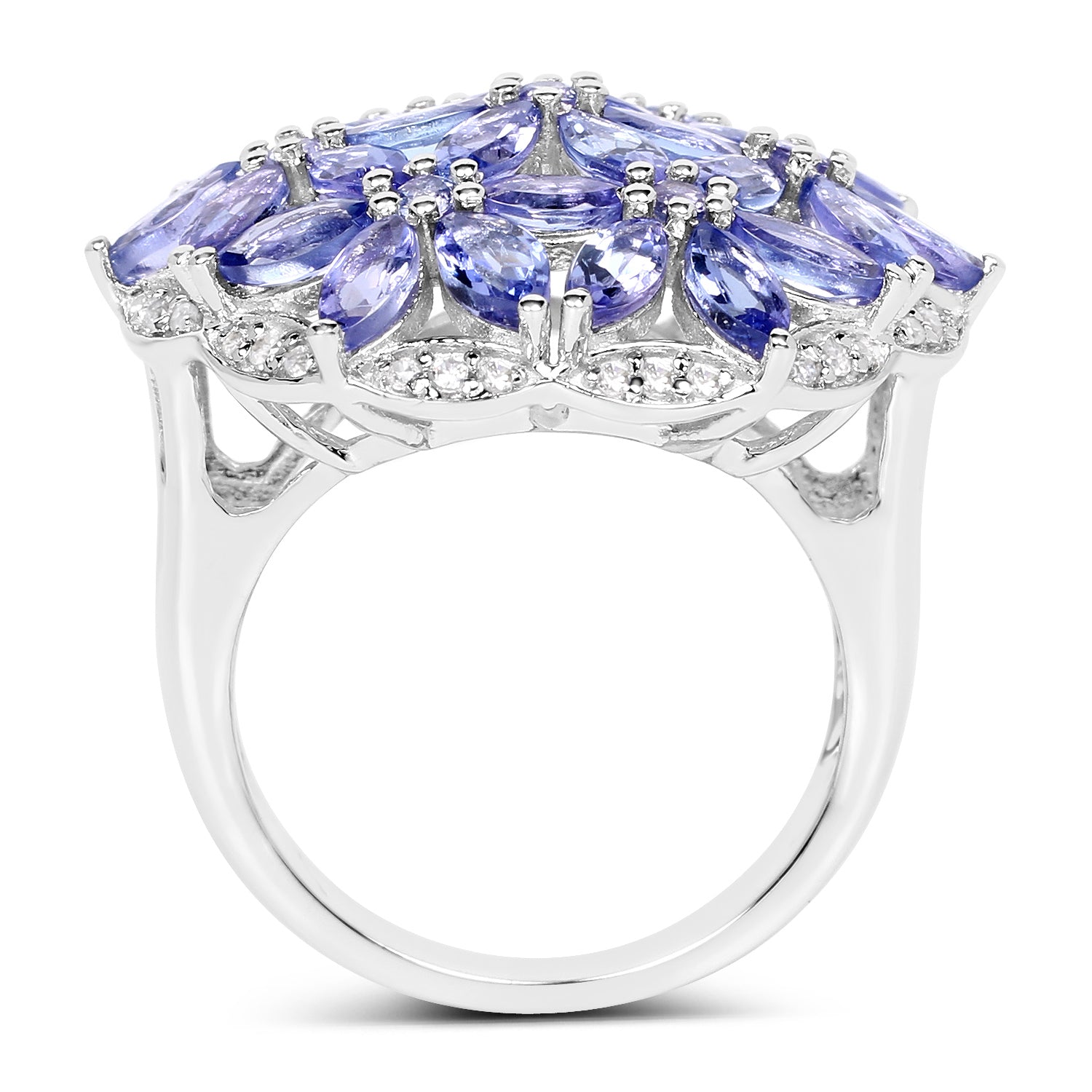 Tanzanite and White Zircon Sterling Silver Ring - view1