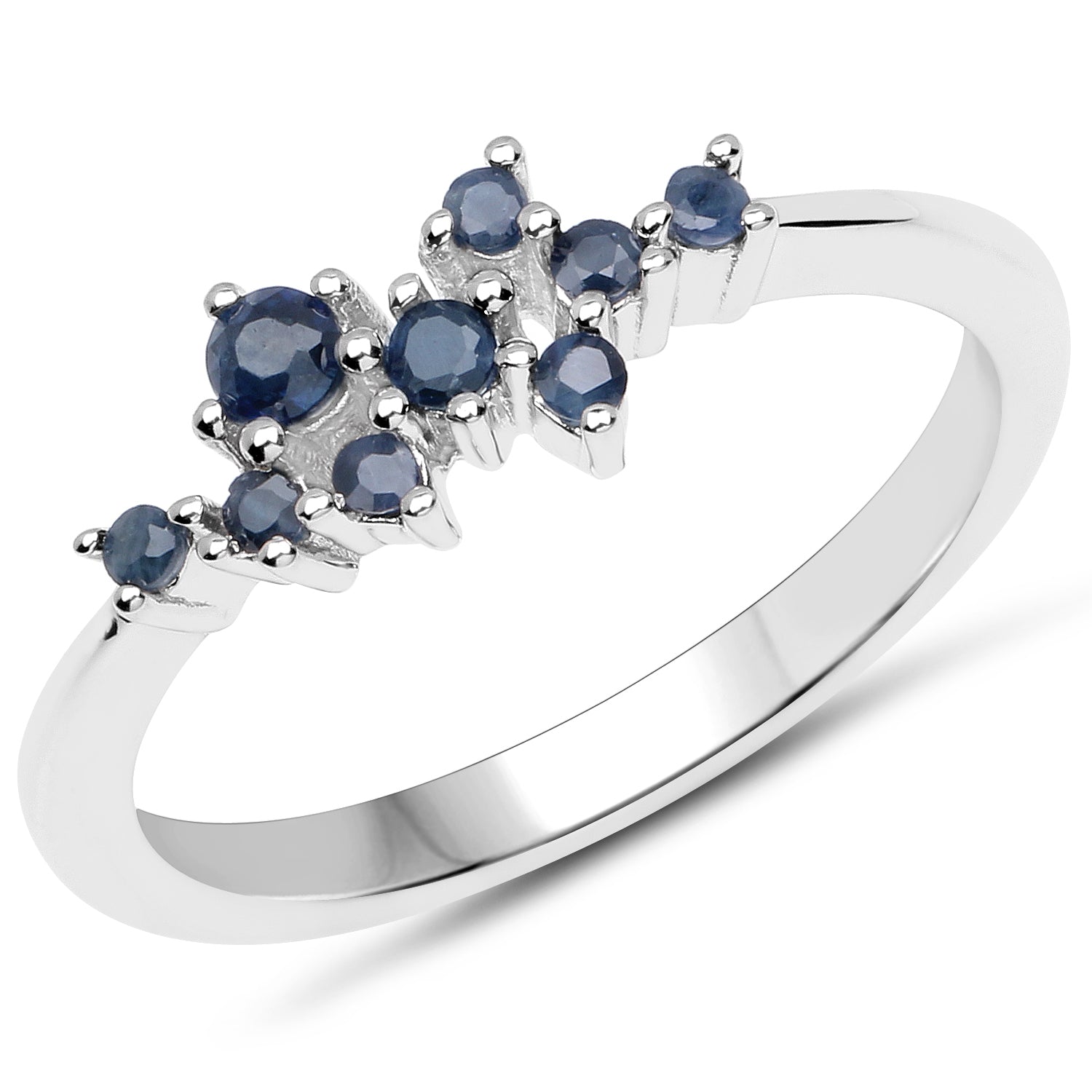 Blue Sapphire Sterling Silver Ring (0.28 ct) - gallery