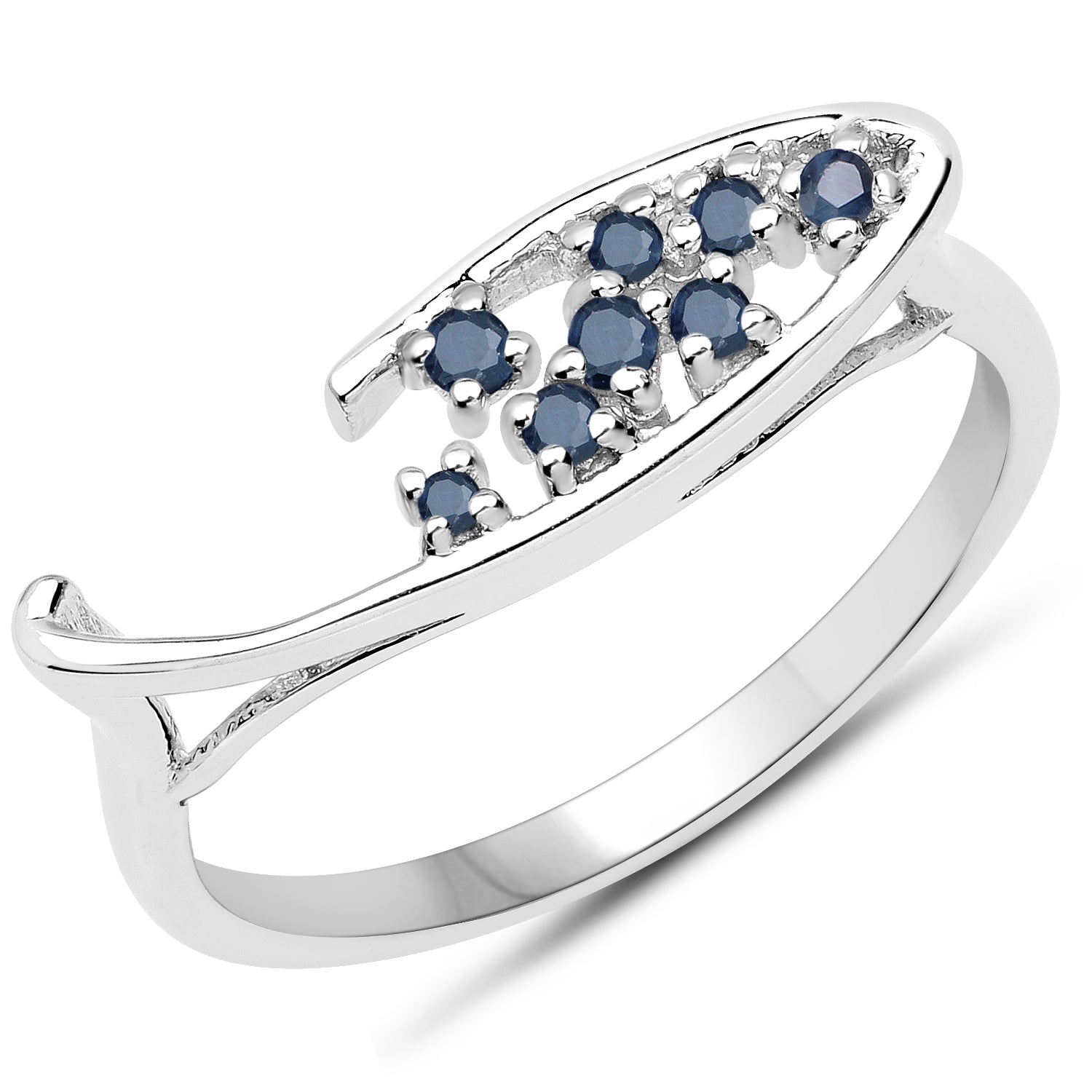 Blue Sapphire Sterling Silver Ring (0.17 ct) Style B - gallery