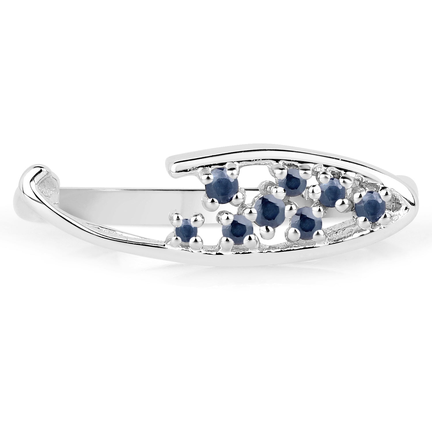 Blue Sapphire Sterling Silver Ring (0.17 ct) Style B - view2