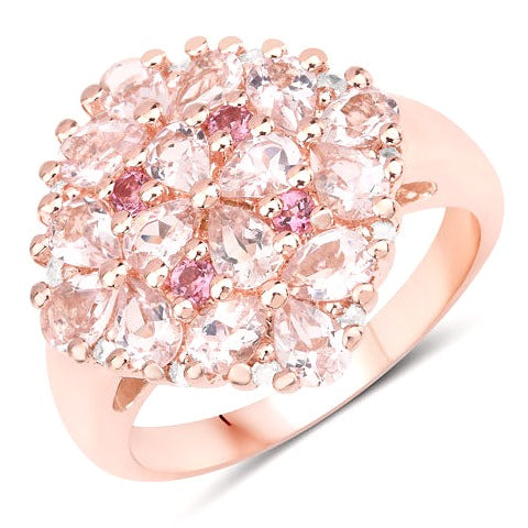 Morganite, Pink Tourmaline Sterling Silver Ring