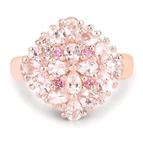 Morganite, Pink Tourmaline Sterling Silver Ring
