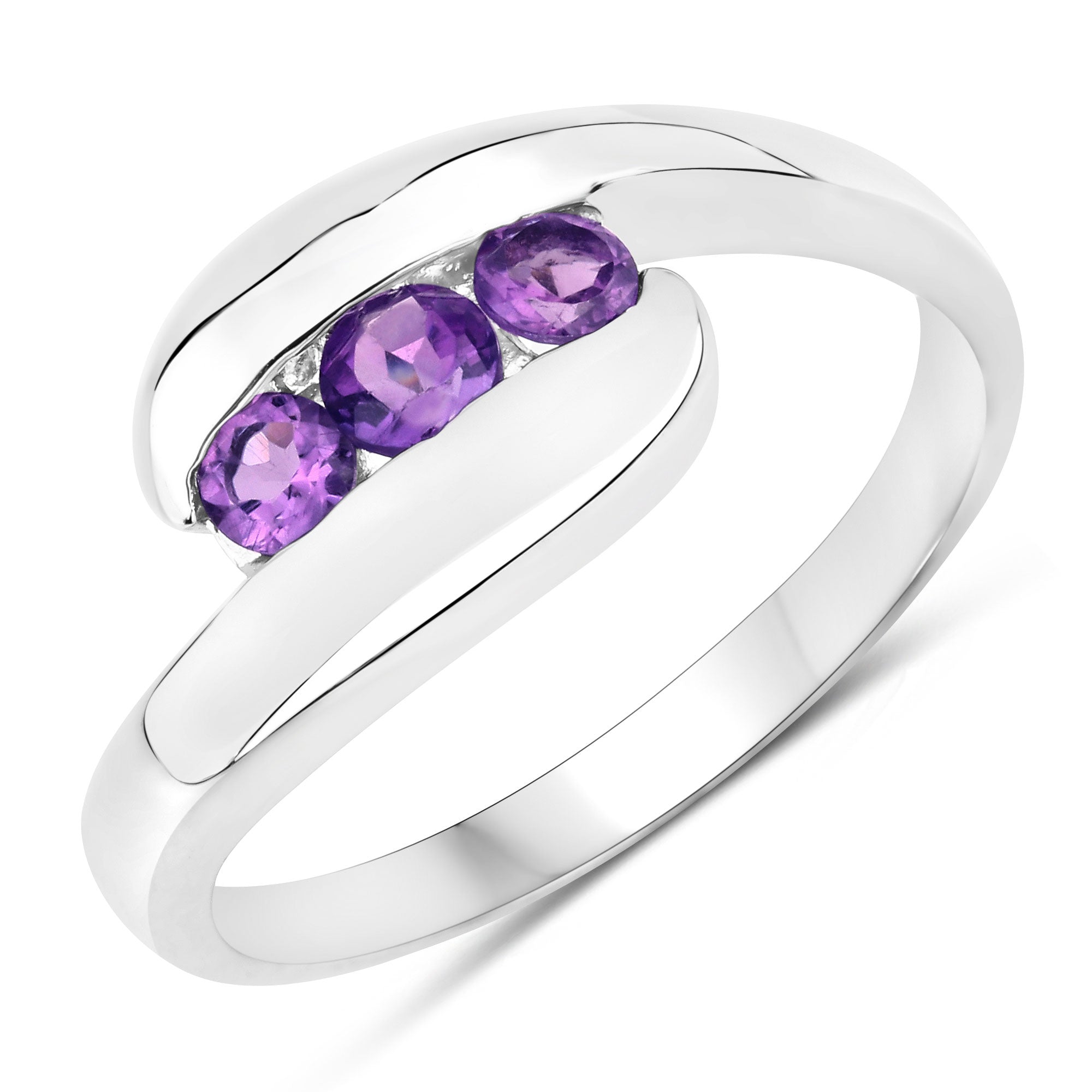 Amethyst Sterling Silver Ring (0.54 ct) Style C - gallery