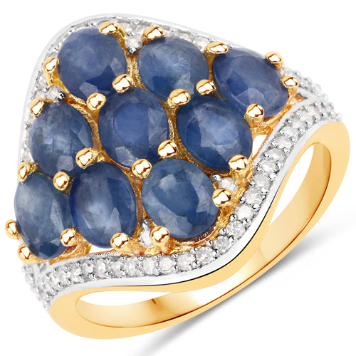 Blue Sapphire Sterling Silver Ring (3.39 ct)