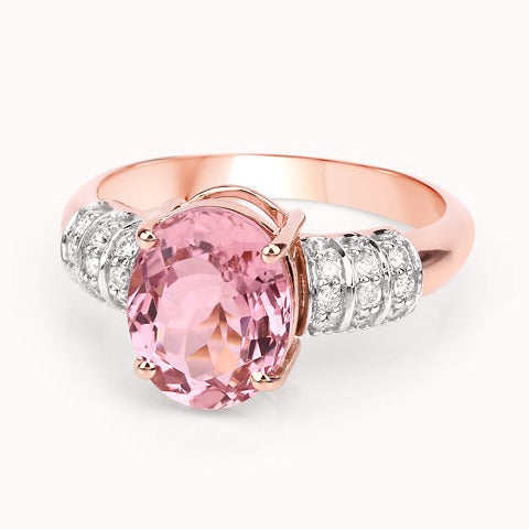 Pink Tourmaline 14K Rose Gold Ring Style B