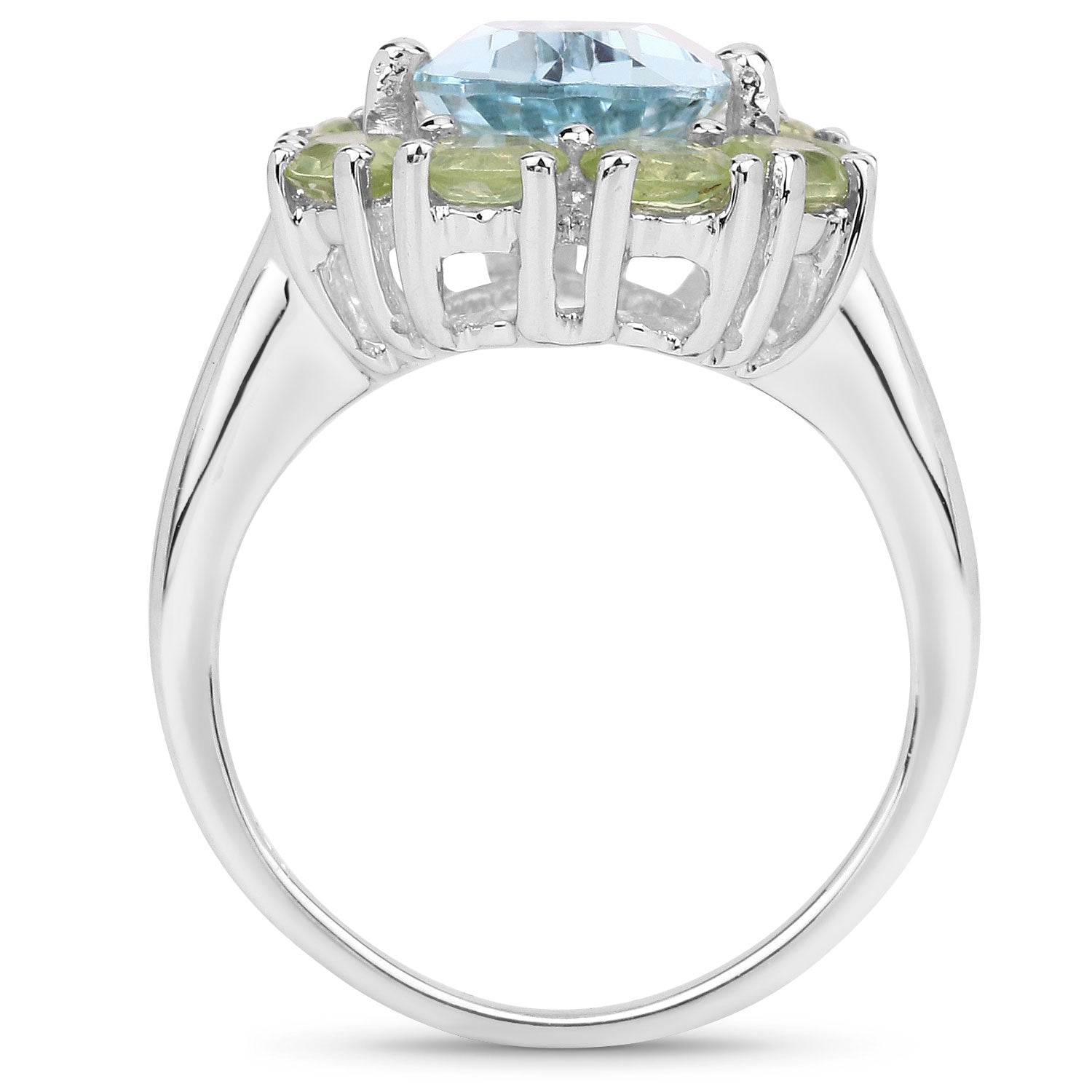 Blue Topaz & Peridot Sterling Silver Ring Style D - view1