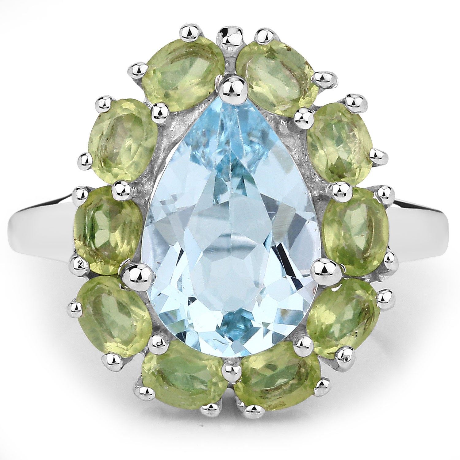 Blue Topaz & Peridot Sterling Silver Ring Style D - view2
