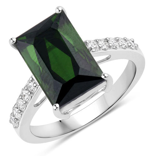 Green Tourmaline 14-Karat White Gold Ring