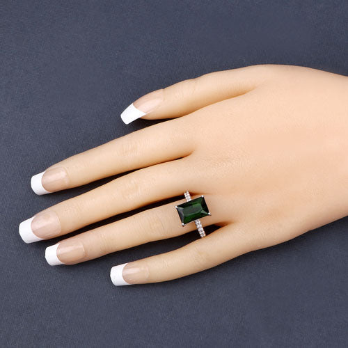 Green Tourmaline 14-Karat White Gold Ring