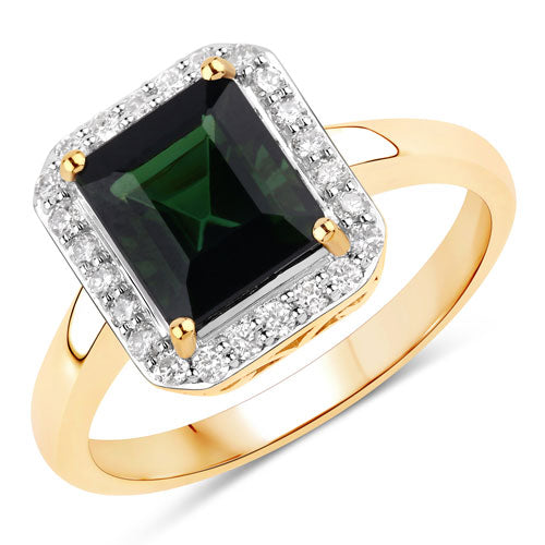 Green Tourmaline 14K Yellow Gold Ring Style J