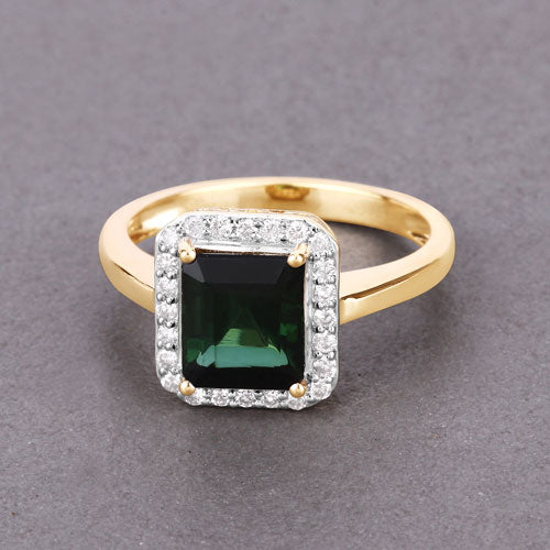 Green Tourmaline 14K Yellow Gold Ring Style J