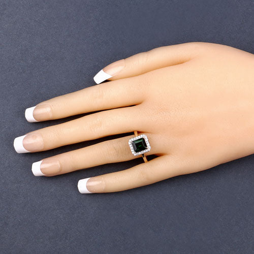 Green Tourmaline 14K Yellow Gold Ring Style J