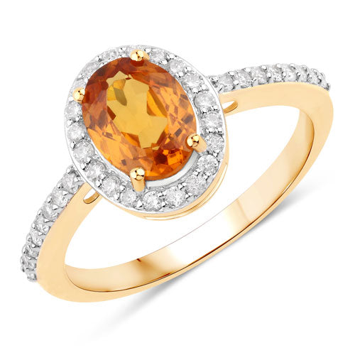 Spessartite Garnet 14K Yellow Gold Ring Style C