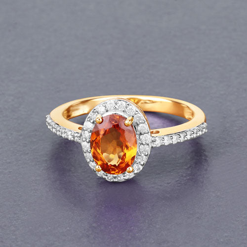 Spessartite Garnet 14K Yellow Gold Ring Style C