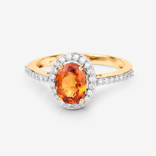 Spessartite Garnet 14K Yellow Gold Ring Style C
