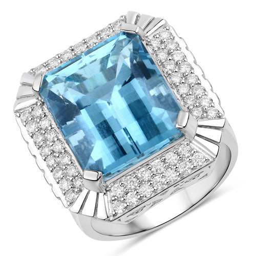 Aquamarine 14K White Gold Ring (13.924 ct)
