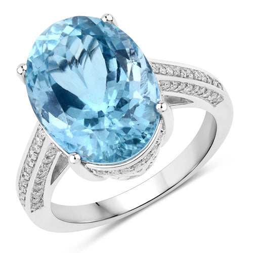 Aquamarine 14K White Gold Ring (8.84 ct)