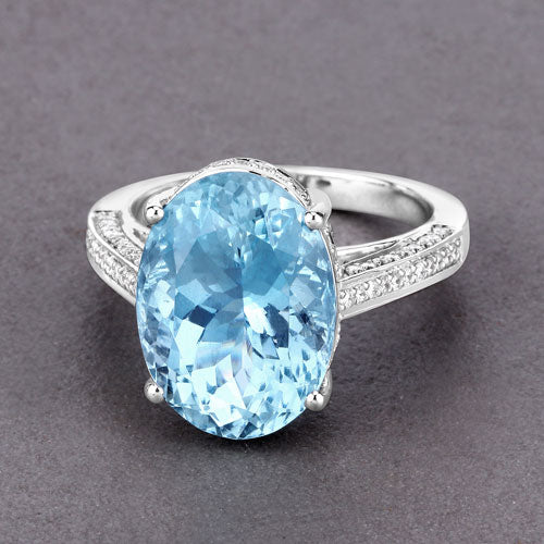 Aquamarine 14K White Gold Ring (8.84 ct)