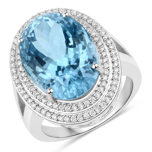 Aquamarine 14K White Gold Ring (12.89 ct)