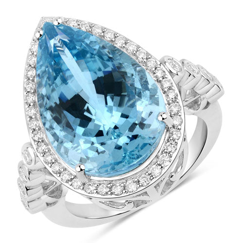 Aquamarine 14K White Gold Ring (13.42 ct)