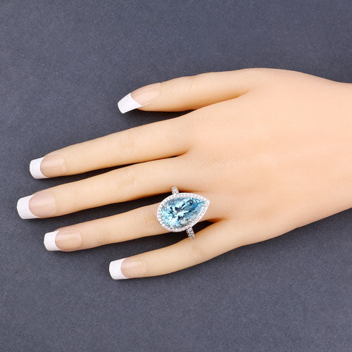 Aquamarine 14K White Gold Ring (13.42 ct)