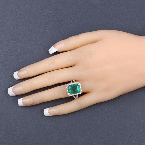 Igi Certified 6.96 Carat Emerald 14K Yellow Gold Ring