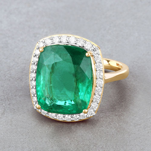 Igi Certified 8.23 Carat Emerald 14K Yellow Gold Ring