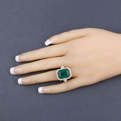 Igi Certified 12.02 Carat Emerald 14K Yellow Gold Ring