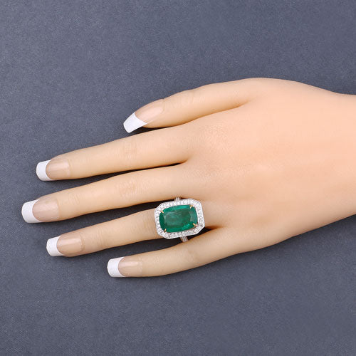 Igi Certified 11.78 Carat Emerald 14K Yellow & White