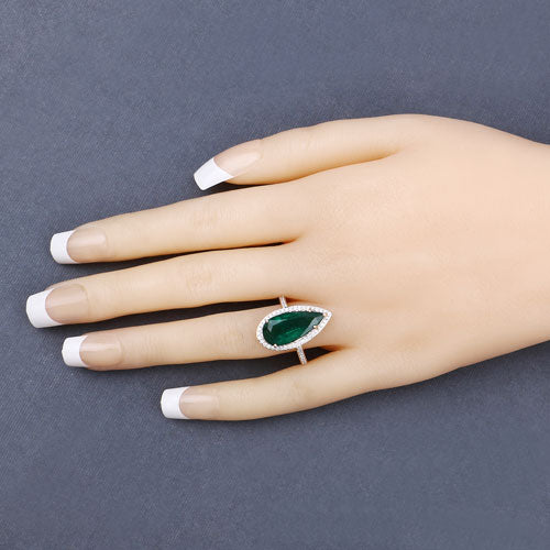 Igi Certified Zambian Emerald 14K Yellow Gold Ring Style I