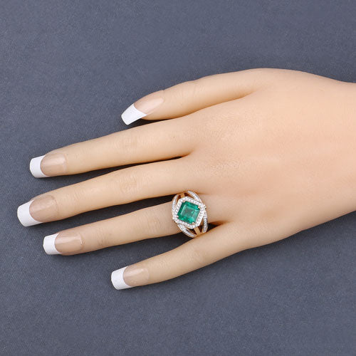 Igi Certified 3.48 Carat Emerald 14K Yellow Gold Ring